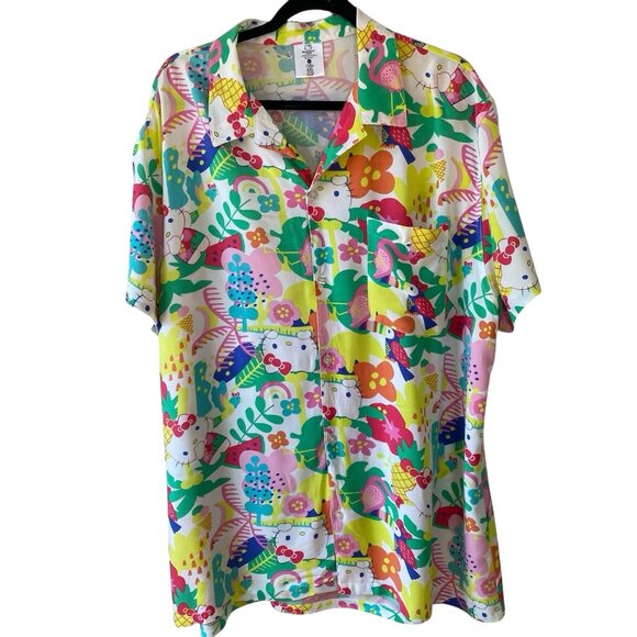 Hello Kitty Hawaiian Shirt Tropical Short Sleeve Button Up Sanrio Hybrid XXL - Picture 3 of 7